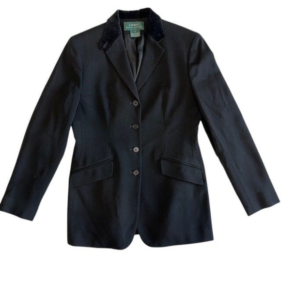 Lauren Ralph Lauren Jackets & Blazers - Womens‎ Lauren Ralph Lauren Blazer Velvet Collar Equestrian Wool Black Size 4